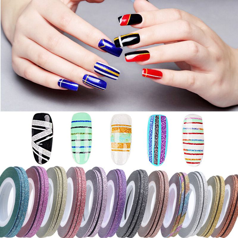 Glitter Nail Art Tape Line Stripes Pruhovaná Dekorace Pro Uv Gel Polish Adhesive Sticker