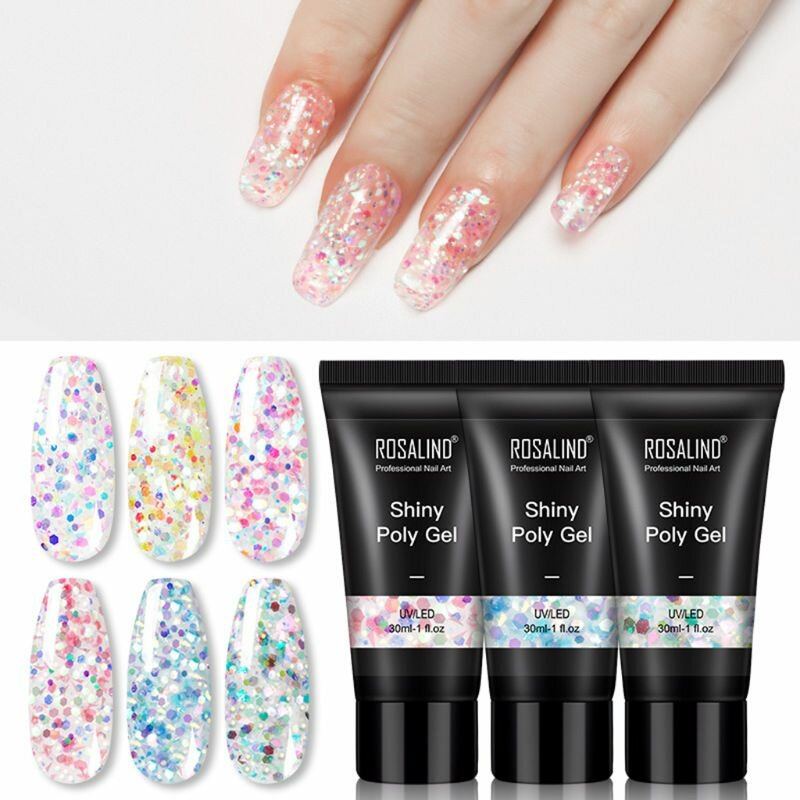 Lesklý Poly Glitter Extension Gel Nails Art Design Semipermanentní Uv Gel Builder Vše Pro Manikúru Gellak Gel Na Nehty