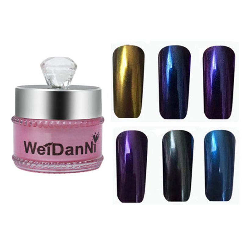 Magic Mirror Chrome Effect Powder Metallic Nail Art Additive Pigment Okouzlující 12 Barev Na Výběr