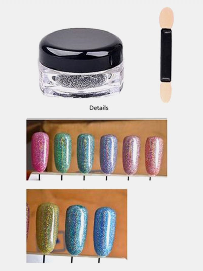 Metallic Mirror Powder Nail Glitters Dust Chrome Pigment 6 Barev