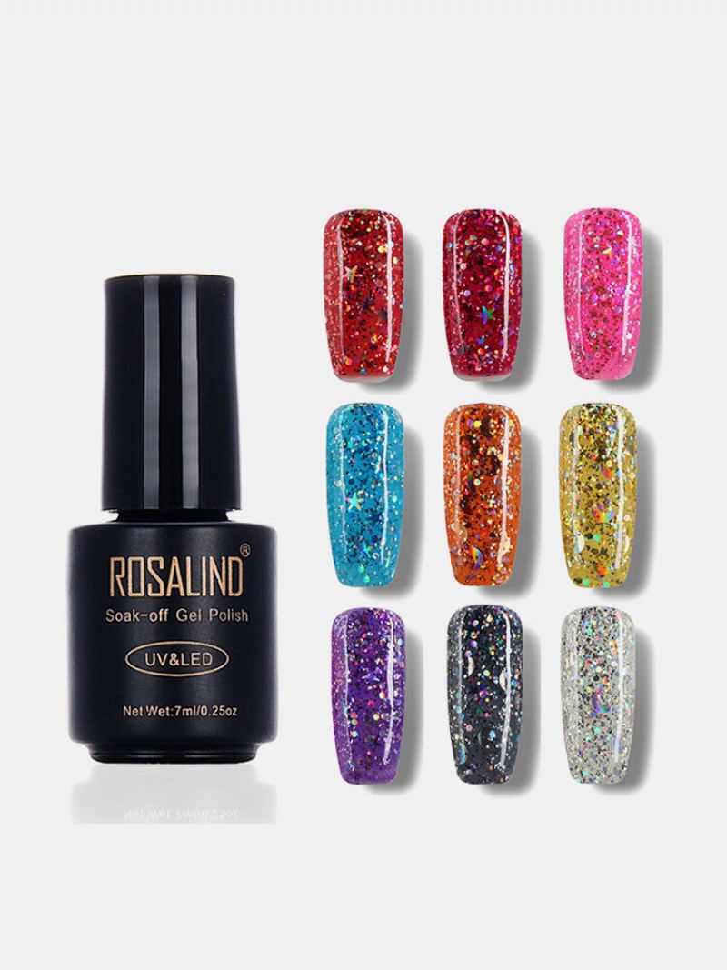 Rosalind 12 Colours Uv Gel Polish Glitter Flitry Soak Off Uv Led Lampa Na Nehty S Dlouhou Výdrží 7 Ml