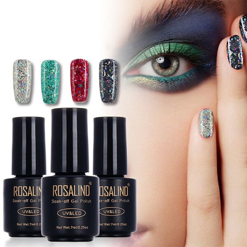 Rosalind 12 Colours Uv Gel Polish Glitter Flitry Soak Off Uv Led Lampa Na Nehty S Dlouhou Výdrží 7 Ml