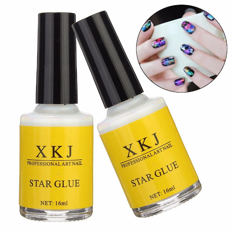 White Nail Art Lepidlo Transfer Tips Galaxy Star Foil Sticker 16ml