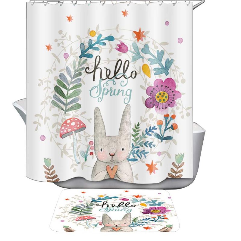 Cartoon Rabbit Shower Curtain Vodotěsný Americký Polyesterový Sprchový Závěs