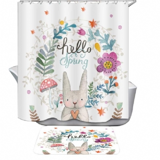 Cartoon Rabbit Shower Curtain Vodotěsný Americký Polyesterový Sprchový Závěs