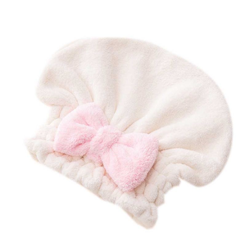 Super Absorpční Čepice Na Vysoušení Vlasů Bow Coral Velvet Magic Shower Cap