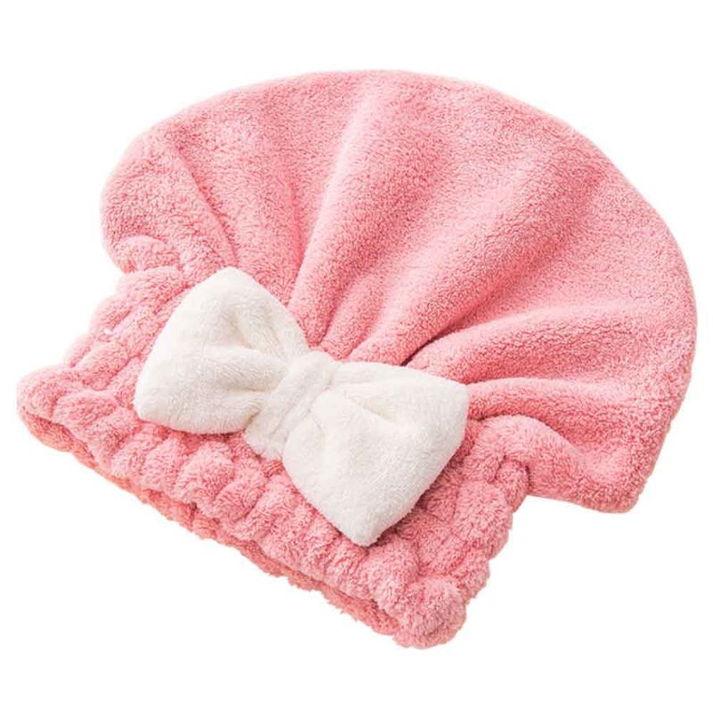 Super Absorpční Čepice Na Vysoušení Vlasů Bow Coral Velvet Magic Shower Cap