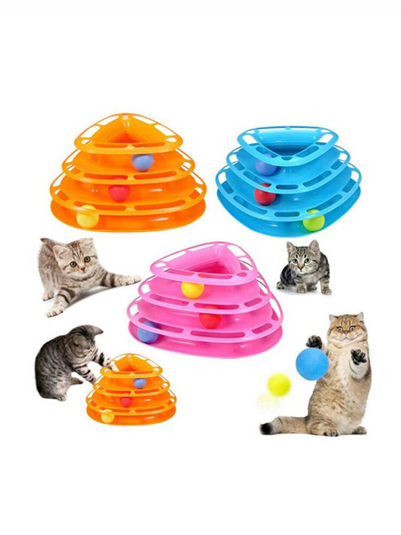 3colors Funny Cat Toy Tower S Míčky Gramofon Ball Kitty Plastic Play Interactive