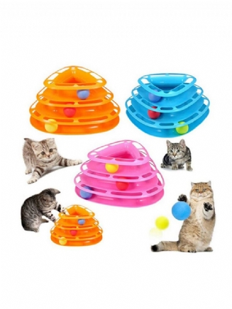 3colors Funny Cat Toy Tower S Míčky Gramofon Ball Kitty Plastic Play Interactive