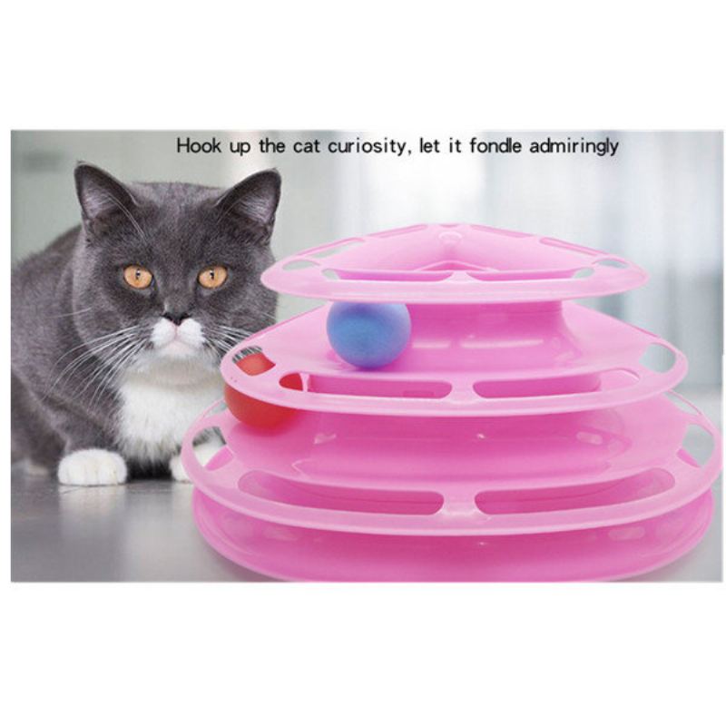 3colors Funny Cat Toy Tower S Míčky Gramofon Ball Kitty Plastic Play Interactive