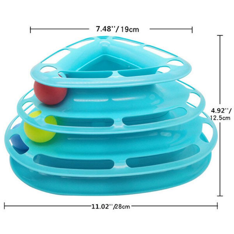 3colors Funny Cat Toy Tower S Míčky Gramofon Ball Kitty Plastic Play Interactive