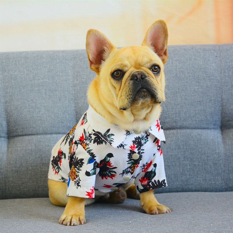 Hawaiian Pet Oblečení Plant Flower Pet Shirt Pring And Summer Wear Tenké Psí Košile S Kočkou