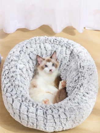 Pv Long Plush Super Soft Kulatý Pelíšek Pro Domácí Mazlíčky Pes Kočka Pohodlný Polštář Na Spaní Nastavitelný