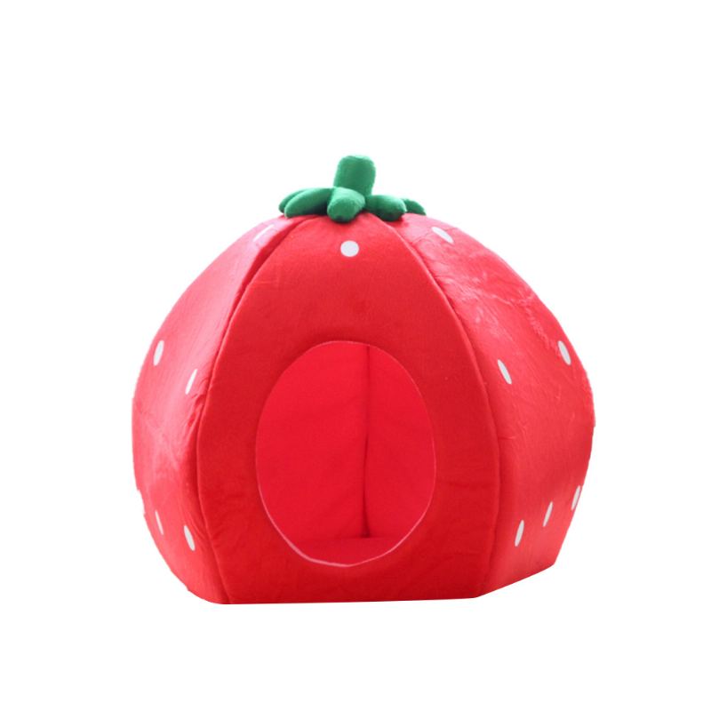 Strawberry Cat House Omyvatelný Měkký Odolný Odnímatelné Hnízdo Pro Domácí Mazlíčky Podzim Zima Příslušenství Pro Tlustý Pelíšek Pro