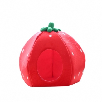 Strawberry Cat House Omyvatelný Měkký Odolný Odnímatelné Hnízdo Pro Domácí Mazlíčky Podzim Zima Příslušenství Pro Tlustý Pelíšek Pro