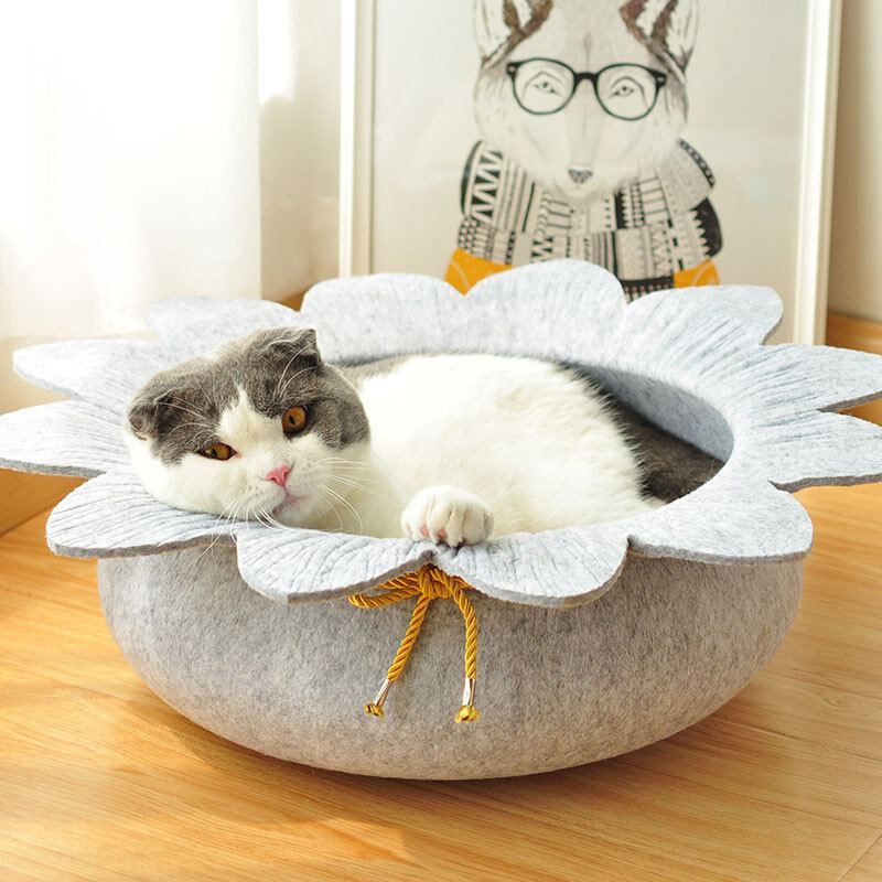 Tvar Misky Na Květiny Pet Cat Felt Spací Postel Kennel Kitten Cave House With Soft Mat