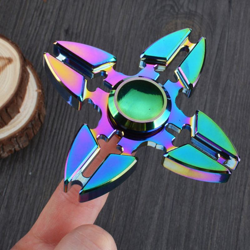 4bodový Duhový Hliníkový Fidget Hand Spinner Finger Toy Edc Focus Kids Adult