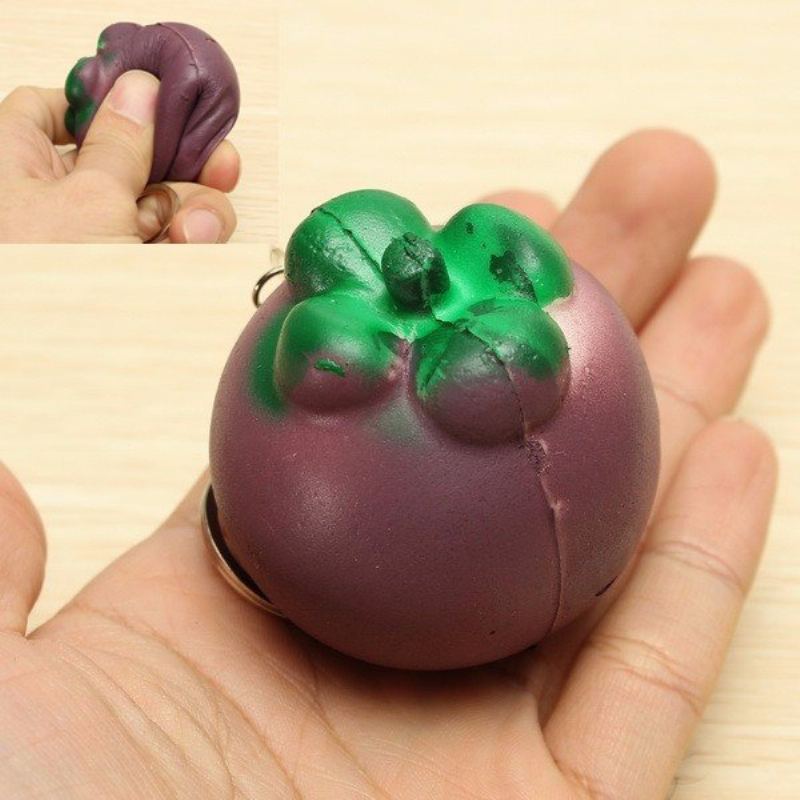 5.5 cm Squishy Mangosteen Tropické Ovoce 5.5 * 5 cm Přívěšek Na Klíče Taška Na Telefon Popruh Přívěsek Dárek