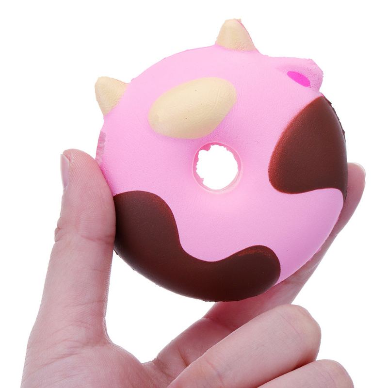 Cartoon Cow Donut Cake Squishy Pomalu Rostoucí Kolekce Dárková Plyšová Hračka S Obalem