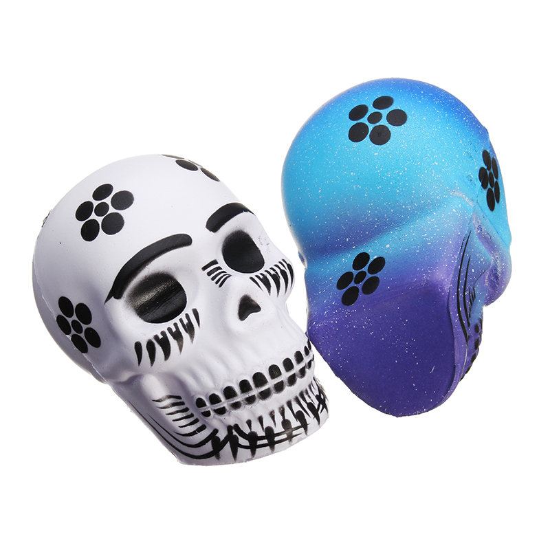 Chameleon Squishy Skull Skeleton Head 10 cm Halloween Dekor Pomalu Rostoucí S Balením Dárková Hračka