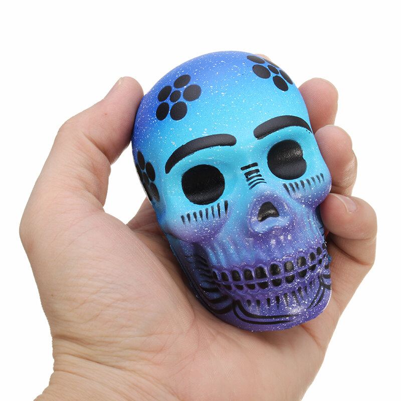 Chameleon Squishy Skull Skeleton Head 10 cm Halloween Dekor Pomalu Rostoucí S Balením Dárková Hračka