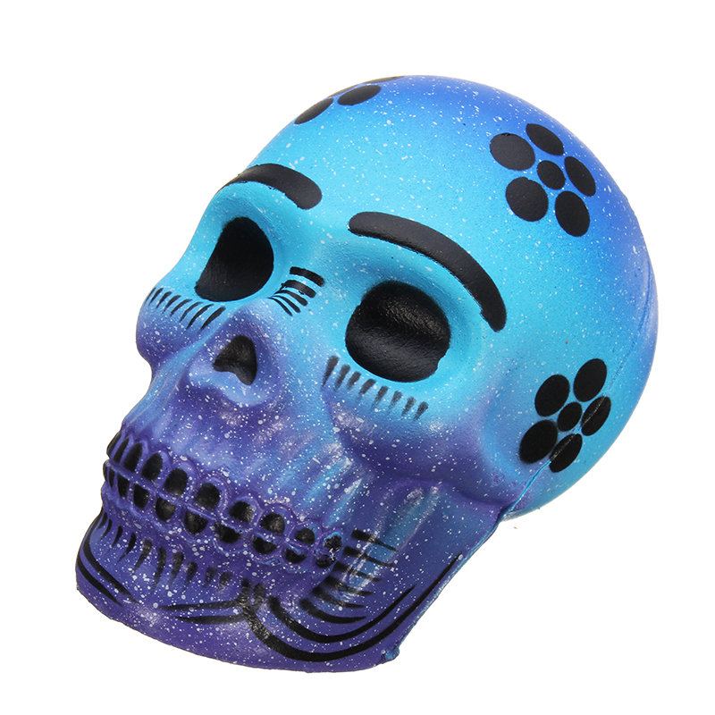 Chameleon Squishy Skull Skeleton Head 10 cm Halloween Dekor Pomalu Rostoucí S Balením Dárková Hračka