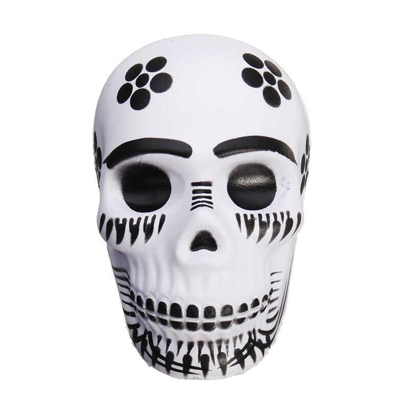 Chameleon Squishy Skull Skeleton Head 10 cm Halloween Dekor Pomalu Rostoucí S Balením Dárková Hračka