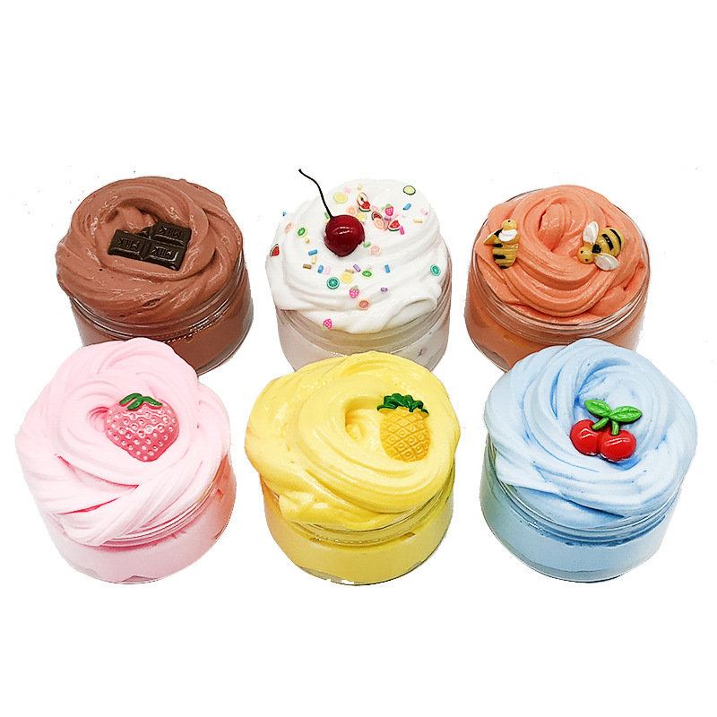 Diy Fruit Slime Fluffy Cotton Mud Multicolor Cup Cake Clay 100 Ml