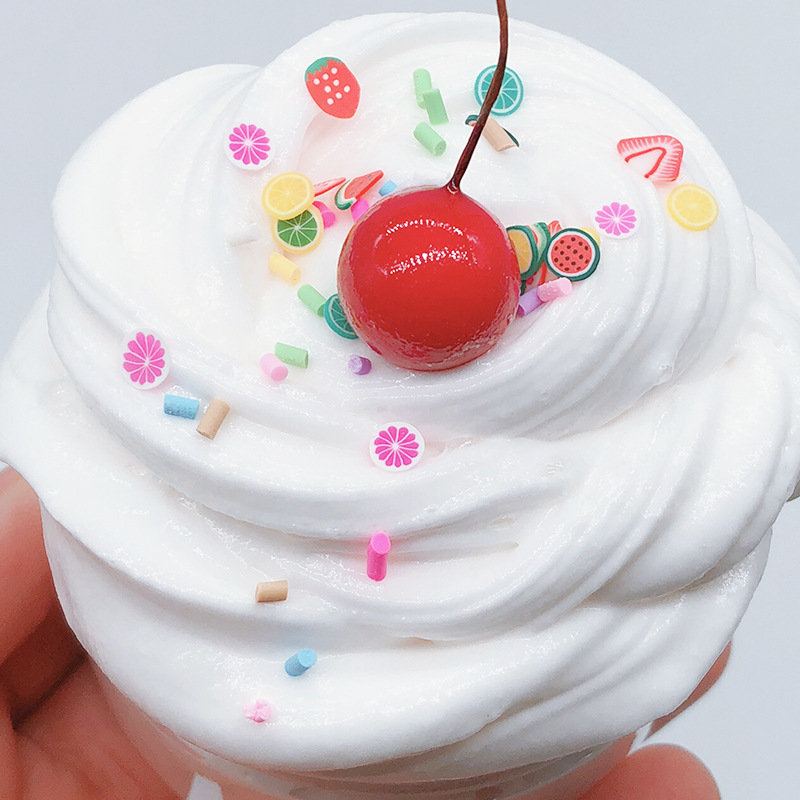 Diy Fruit Slime Fluffy Cotton Mud Multicolor Cup Cake Clay 100 Ml