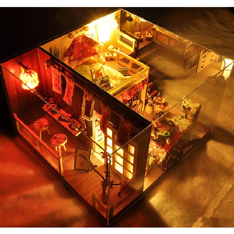 Diy Sady Sakura Monogatari House With Led + Cover Furniture Model