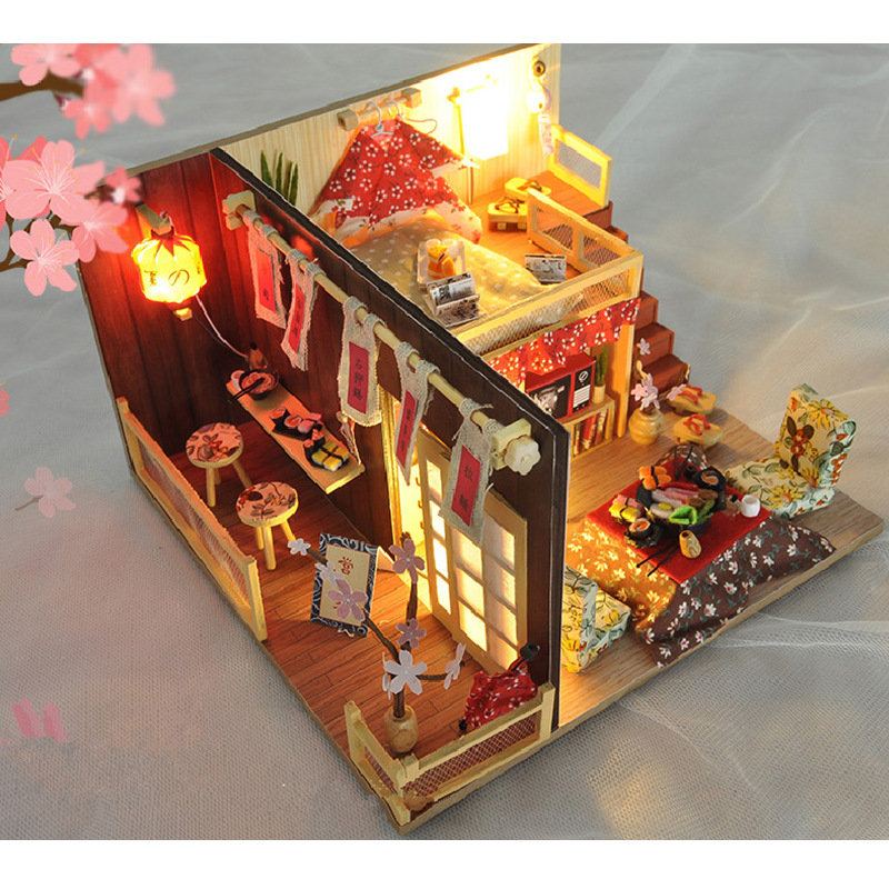 Diy Sady Sakura Monogatari House With Led + Cover Furniture Model