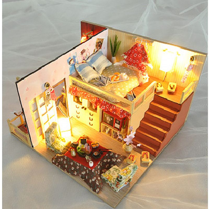 Diy Sady Sakura Monogatari House With Led + Cover Furniture Model