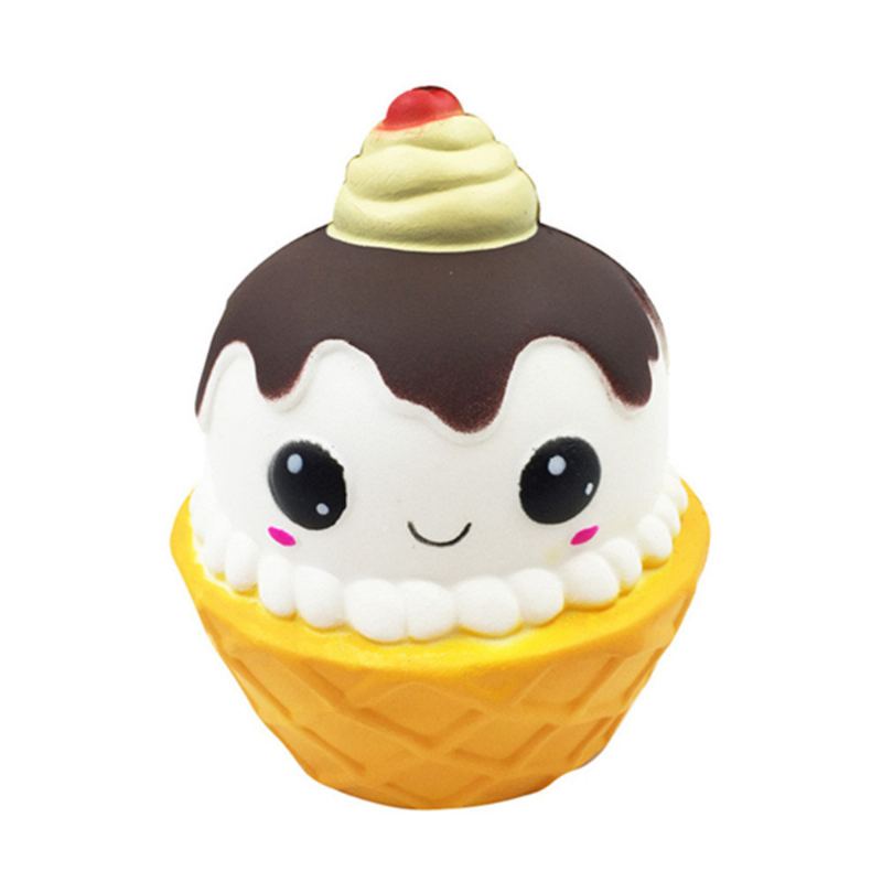 Kawaii Emoji Ice Cream Cup Squishy Pomalu Rostoucí Hračka Roztomilá Panenka