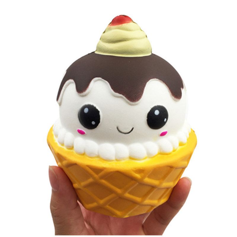 Kawaii Emoji Ice Cream Cup Squishy Pomalu Rostoucí Hračka Roztomilá Panenka