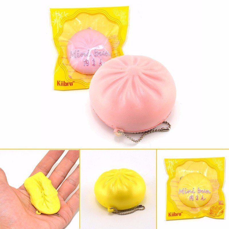 Kiibru Squishy Toy Bun Pink Yellow Řetízek Telefon Taška Popruh Dárková Dekorace