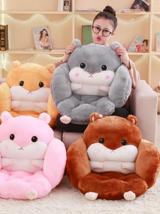 Kreslený Polštář Na Sedák Křeček Kawaii Plyšový Pro Domácí Kancelář V Pase Na Židli