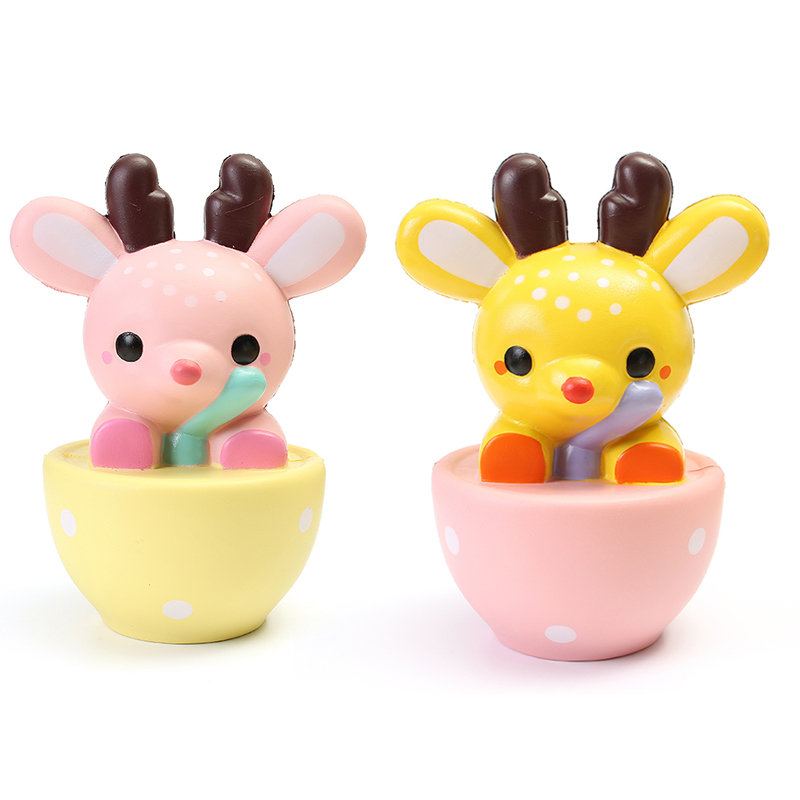 Leilei Squishy Jumbo Šálek Na Čaj Deer Elk 14cm Pomalu Rostoucí Originální Balení Dárková Kolekce Dekorační Hračka