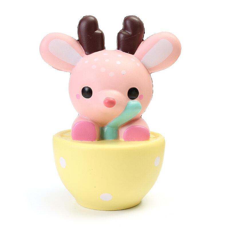 Leilei Squishy Jumbo Šálek Na Čaj Deer Elk 14cm Pomalu Rostoucí Originální Balení Dárková Kolekce Dekorační Hračka