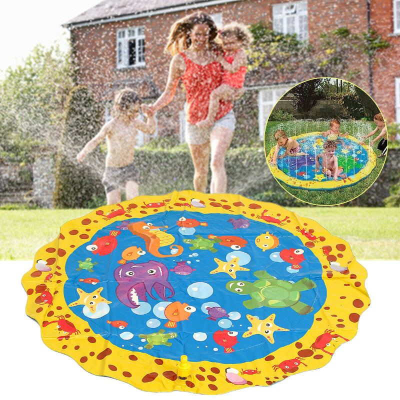 Splash Pad 39 Palců Sprinkler And Play Mat Pro Děti Chlapci Dívky Zábavná Mat Letní Venkovní Zavlažovací Podložka Párty Vodní Hračky Extra Velký Dětský Kropicí Bazén