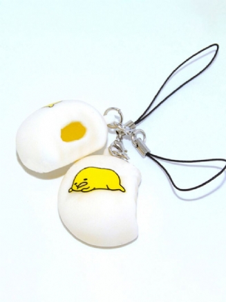 Squeeze Lazy Egg Yolk Stress Reliver Phone Bag Přívěsek Na Popruh 4 cm