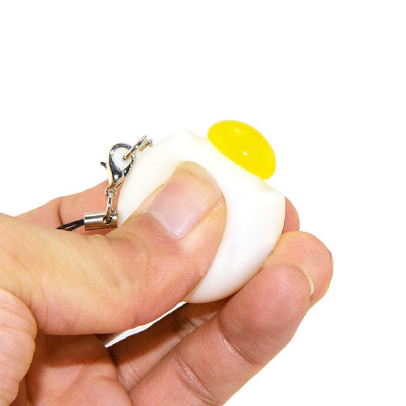 Squeeze Lazy Egg Yolk Stress Reliver Phone Bag Přívěsek Na Popruh 4 cm