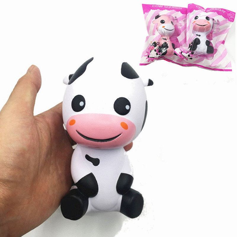 Squishy Baby Cow Jumbo 14cm Pomalu Rostoucí S Obalem Kolekce Zvířat Dárková Dekorační Hračka