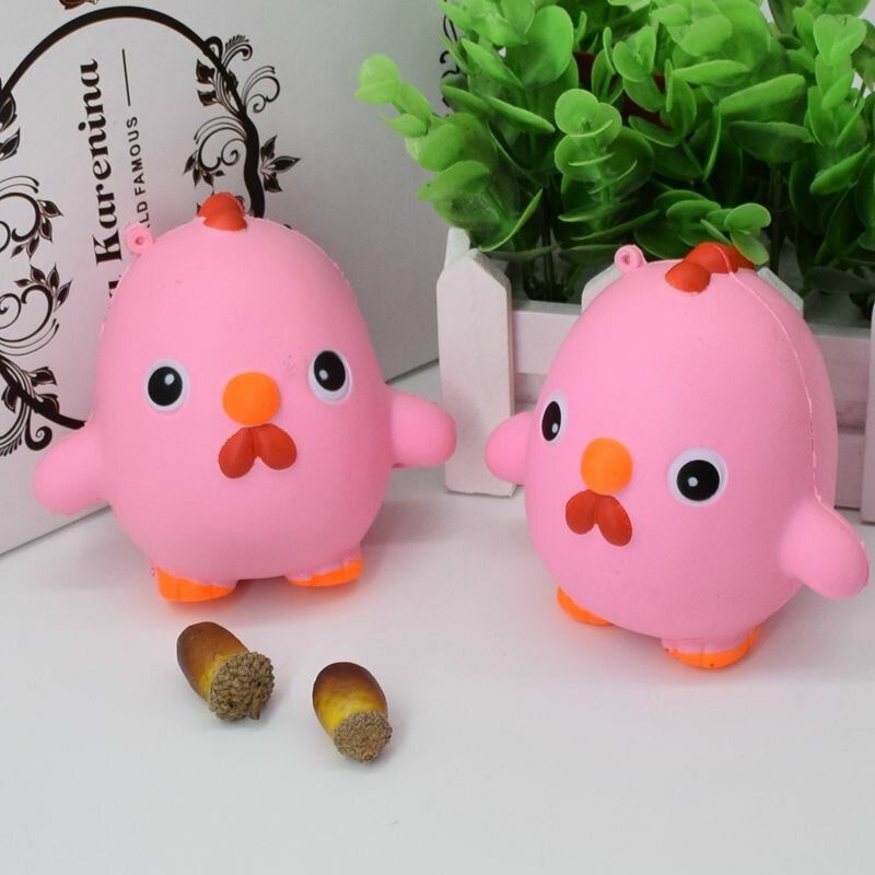 Squishy Pink Chicken Jumbo 10cm Slow Rising Collection Dárkový Dekor Plyšová Hračka Pásek Na Telefon