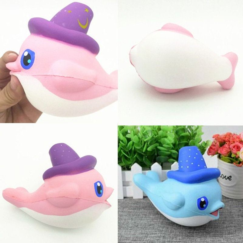 Squishy Slow Rising Kawaii Whale Soft Squeeze Roztomilý Delfín Řemínek Na Mobil Chlebový Dort Natahovací Hračka