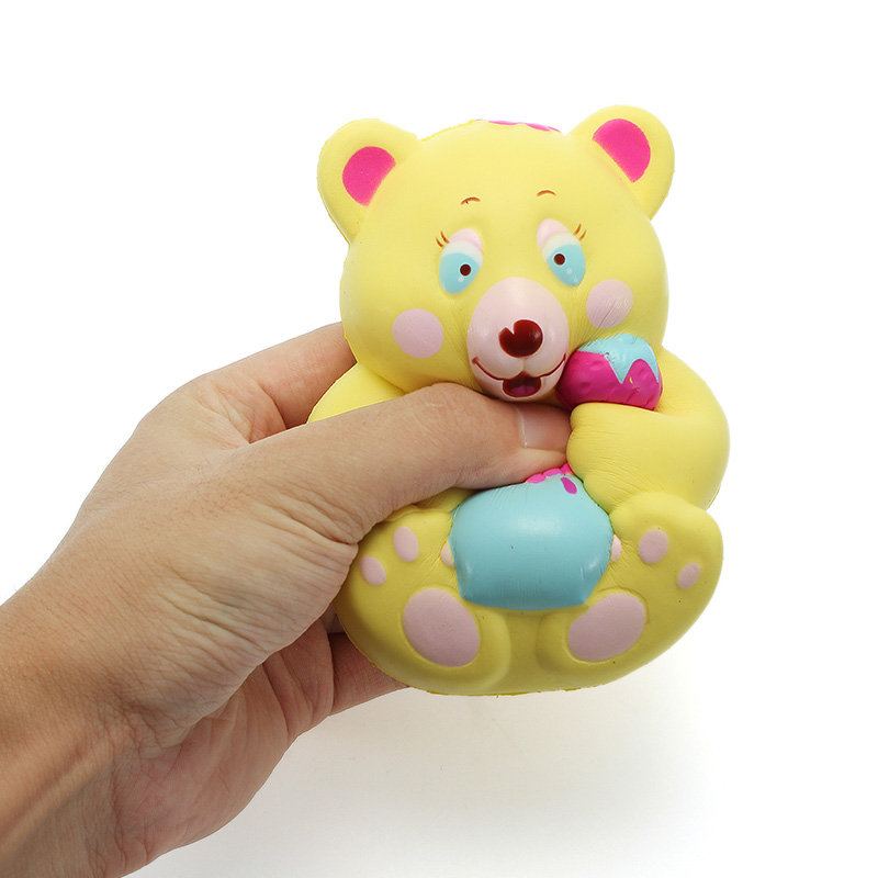 Xinda Squishy Jahodový Medvěd Držící Konvička Na Med 12cm Pomalé Kynutí S Obalem Kolekce Dárková Hračka