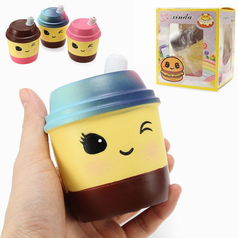 Xinda Squishy Milk Hrnek Na Čaj 10 cm Měkký Pomalu Kynoucí S Obalem Kolekce Dárková Dekorace Hračka