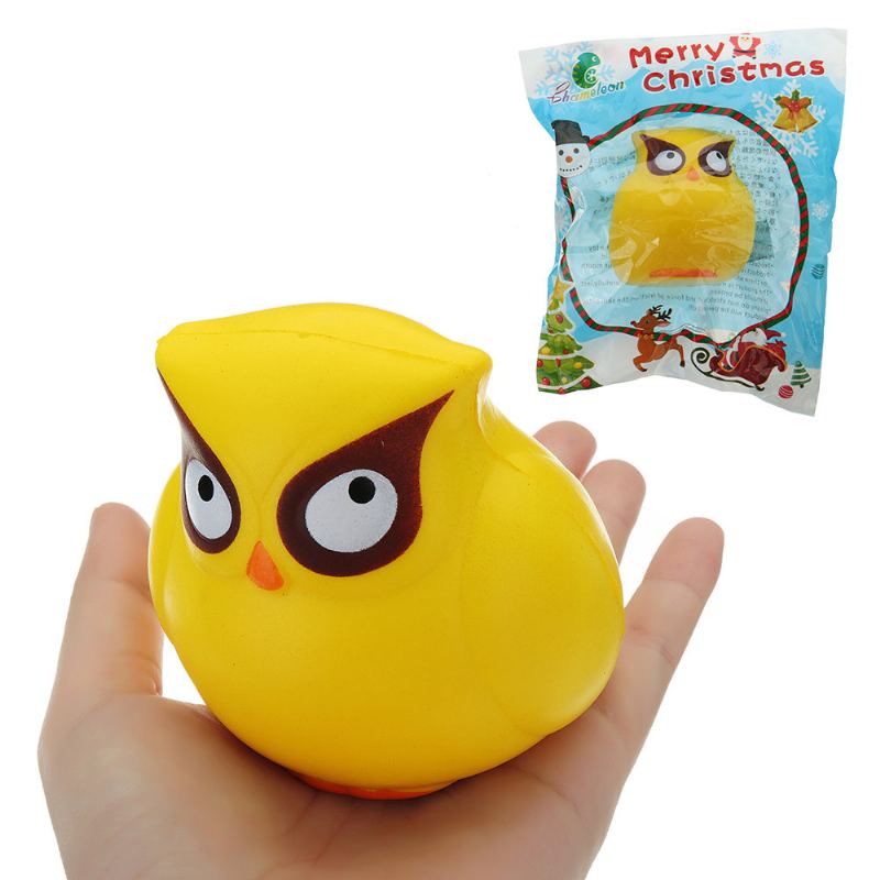 Žlutá Sova Squishy Pomalu Rostoucí Kolekce Dárková Plyšová Hračka S Obalem