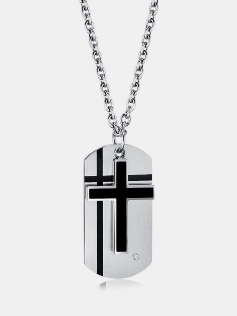 1 Ks Nerezová Ocel Double Layers Cross Pendant Punk Pánský Náhrdelník