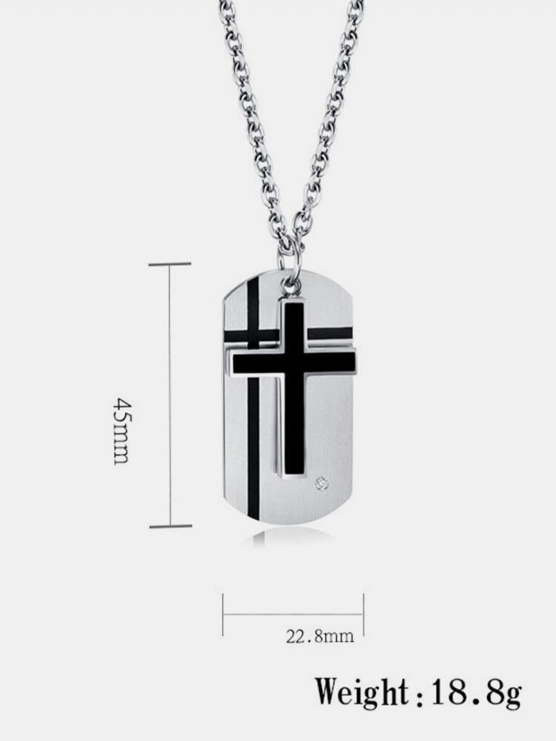 1 Ks Nerezová Ocel Double Layers Cross Pendant Punk Pánský Náhrdelník