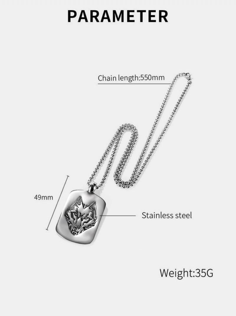 1 Ks Titanium Steel Hip Hop Fashion Náhrdelník S Přívěskem Totem Vojenské Značky Wolf